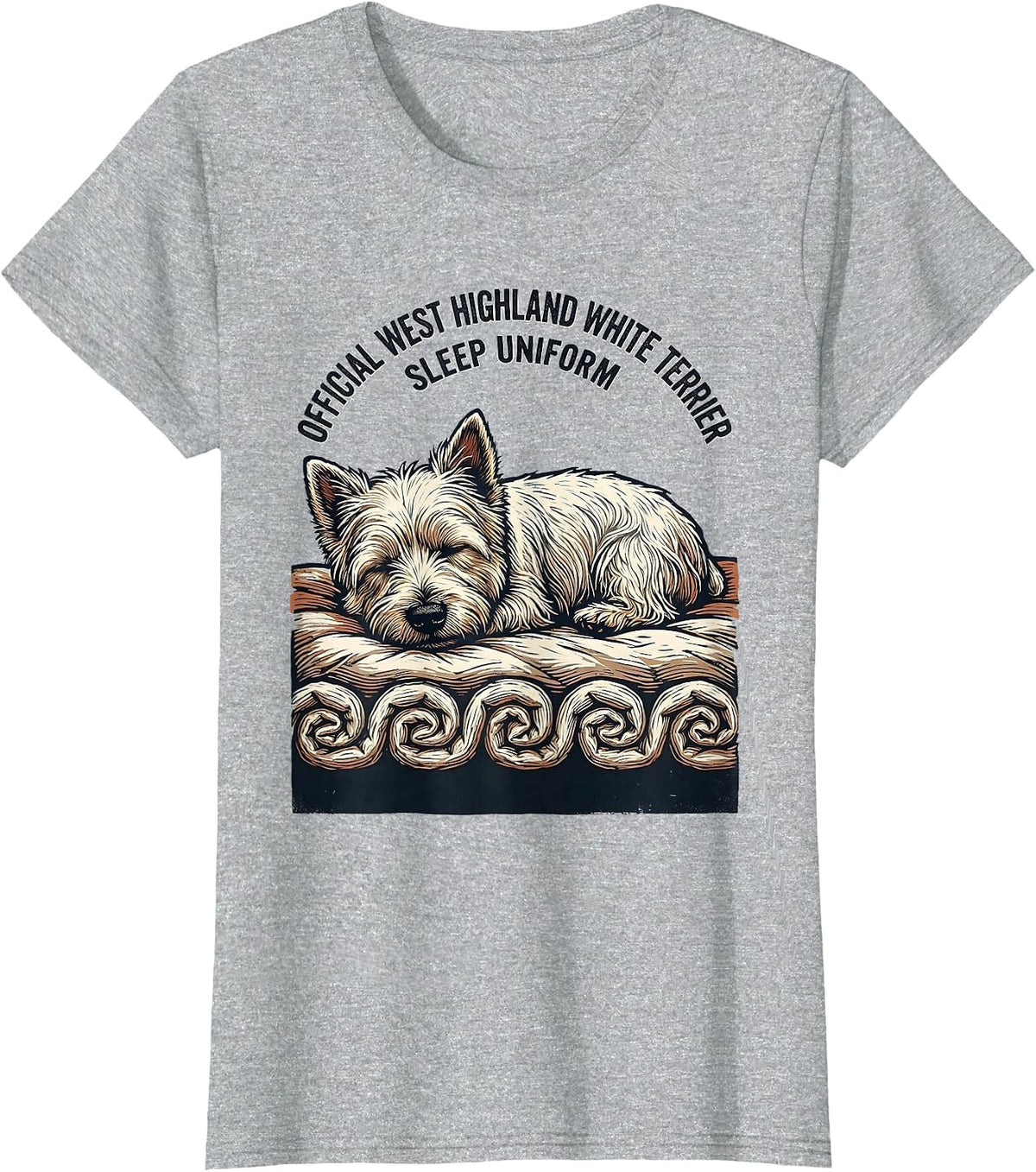 Official West Highland White Terrier Sleep Uniform Dog Lover T-Shirt - Heather Grey