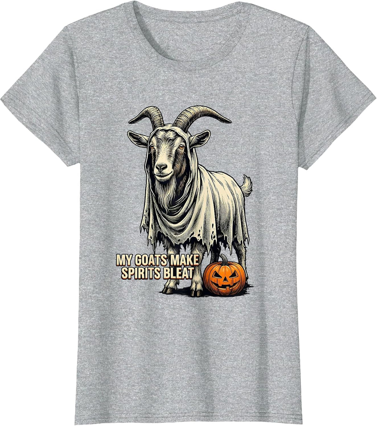 My Goats Make Spirits Bleat Funny Goat Ghost Halloween T-Shirt - Heather Grey