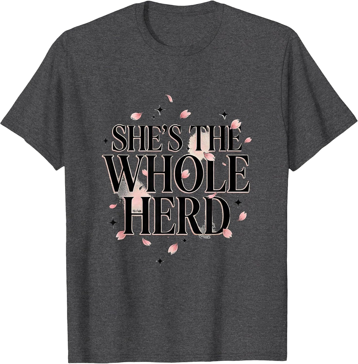 She's the Whole Herd Cow Lover Design T-Shirt - Dark Heather Grey