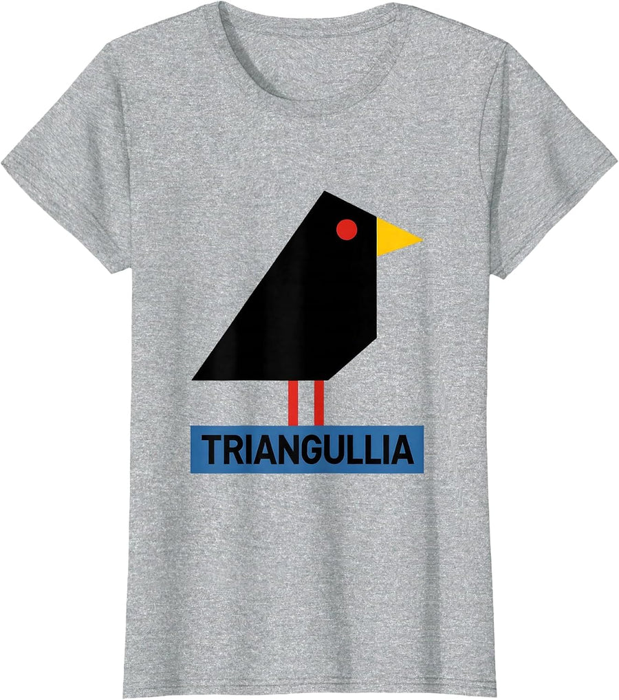 Triangullia Bauhaus Modernist Bird Pun Funny Math Teacher T-Shirt - Heather Grey