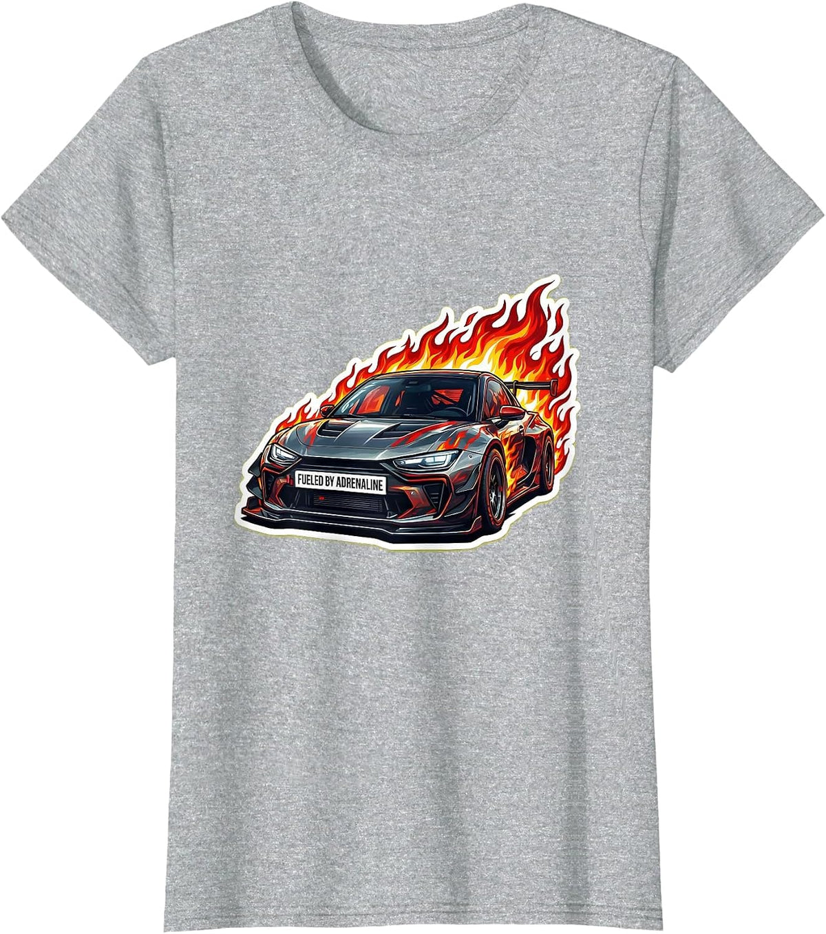 Women's Fueled by Adrenaline Racing Graphic Design T-Shirt - Heather Grey