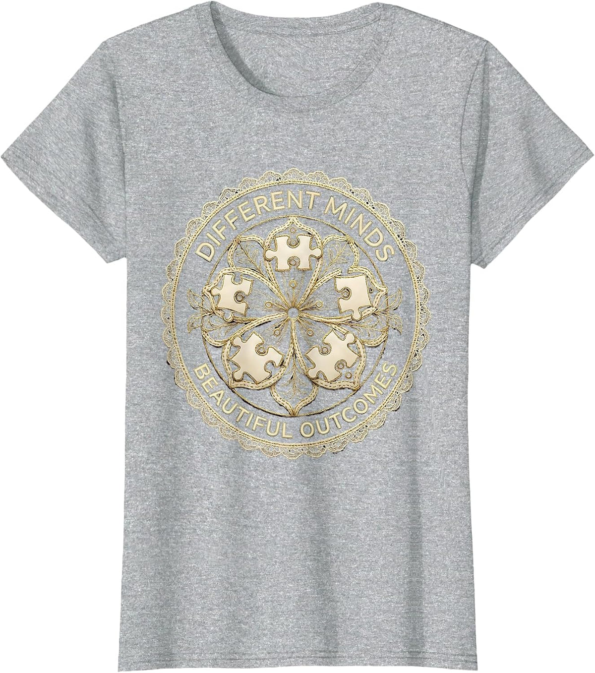 Women's Different Minds Beautiful Outcomes Special Ed Teacher T-Shirt - Heather Grey