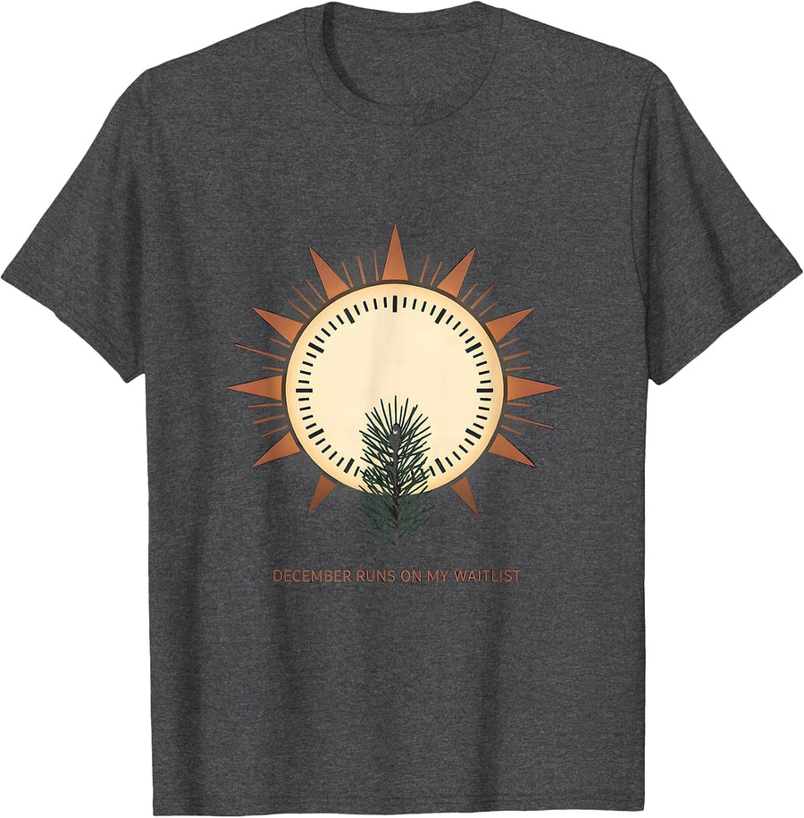 Men's December Runs On My Waitlist Funny Esthetician Christmas T-Shirt - Dark Heather Grey