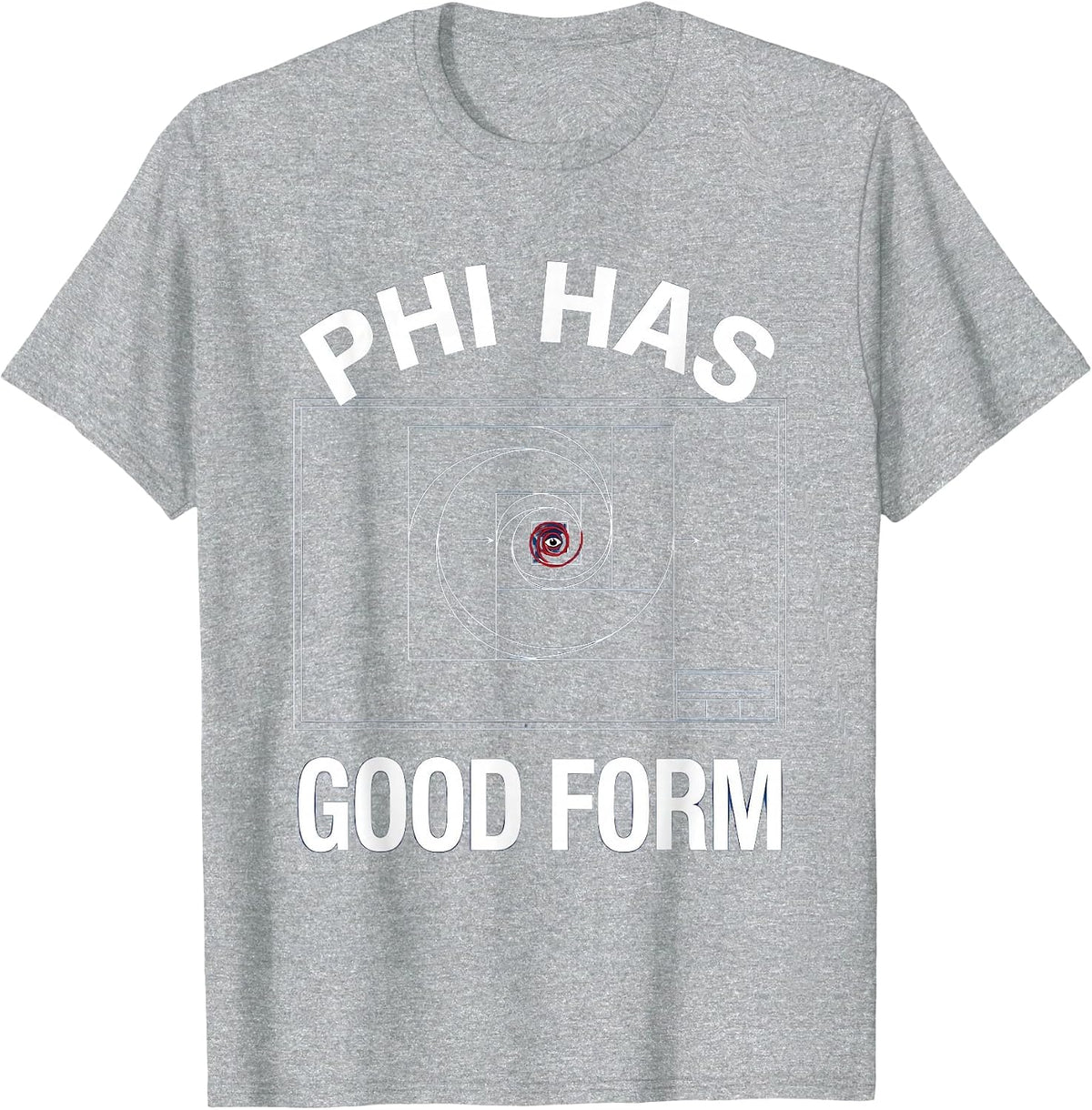Men's Phi Has Good Form Technical Blueprint Math Sacred Geometry T-Shirt - Heather Grey