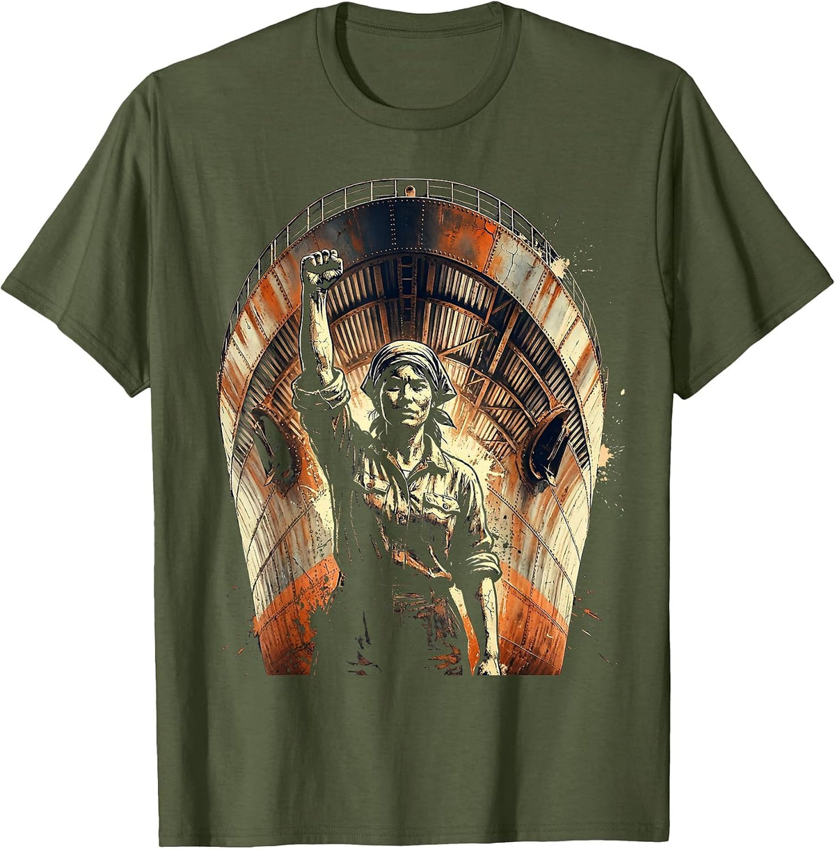 Men's Rosie The Riveter Industrial Pride Graphic T-Shirt - Olive Green