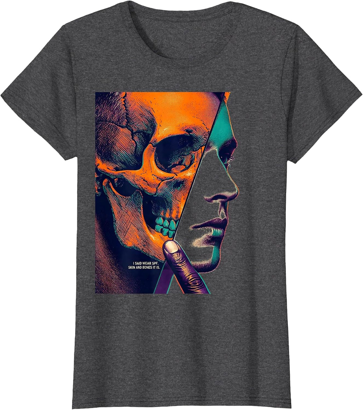 Women's I Said Wear SPF Skin And Bones It Is Esthetician Skincare T-Shirt - Dark Heather Grey