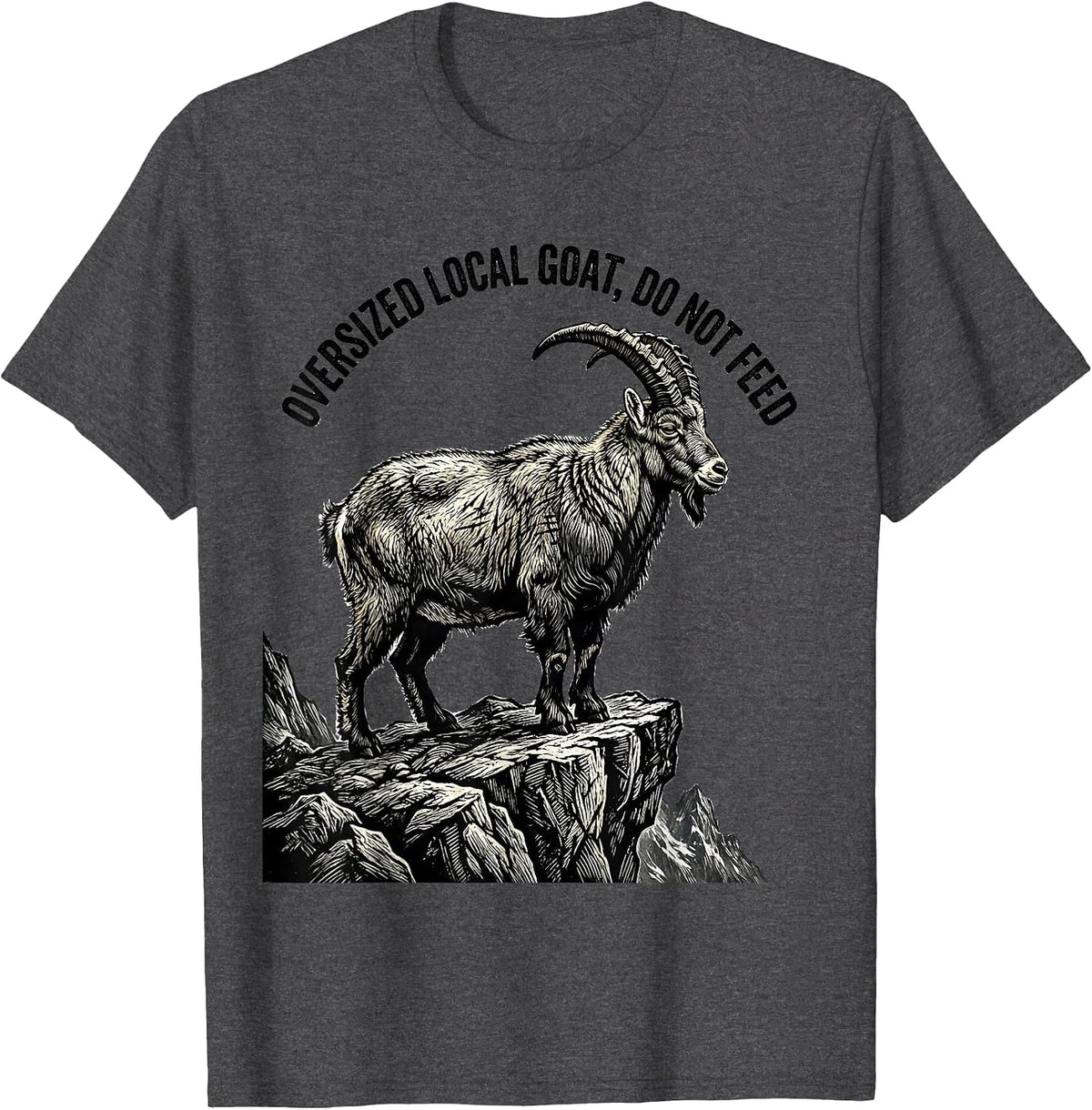 Oversized Local Goat Do Not Feed Vintage National Park T-Shirt - Dark Heather Grey