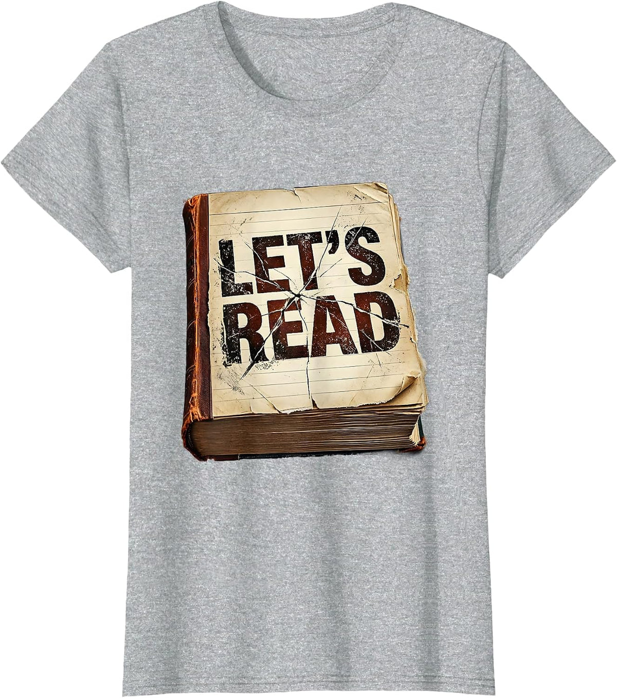 Let's Read Distressed Book Teacher English Literature Class T-Shirt - Heather Grey