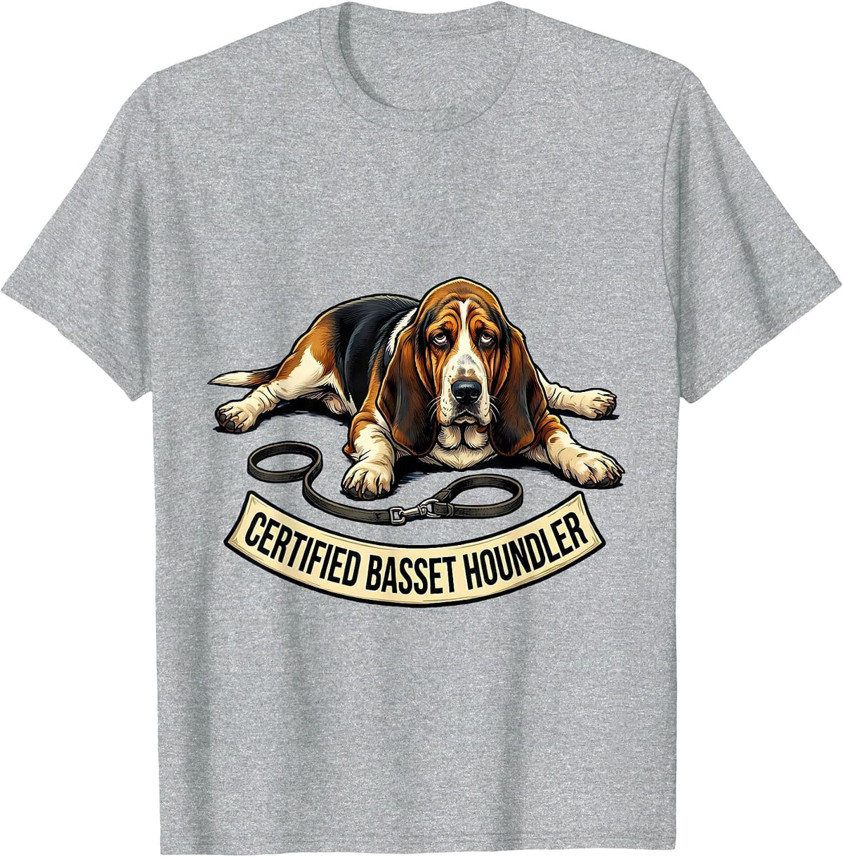 Men's Certified Basset Houndler Funny Dog Lover Gift T-Shirt - Heather Grey