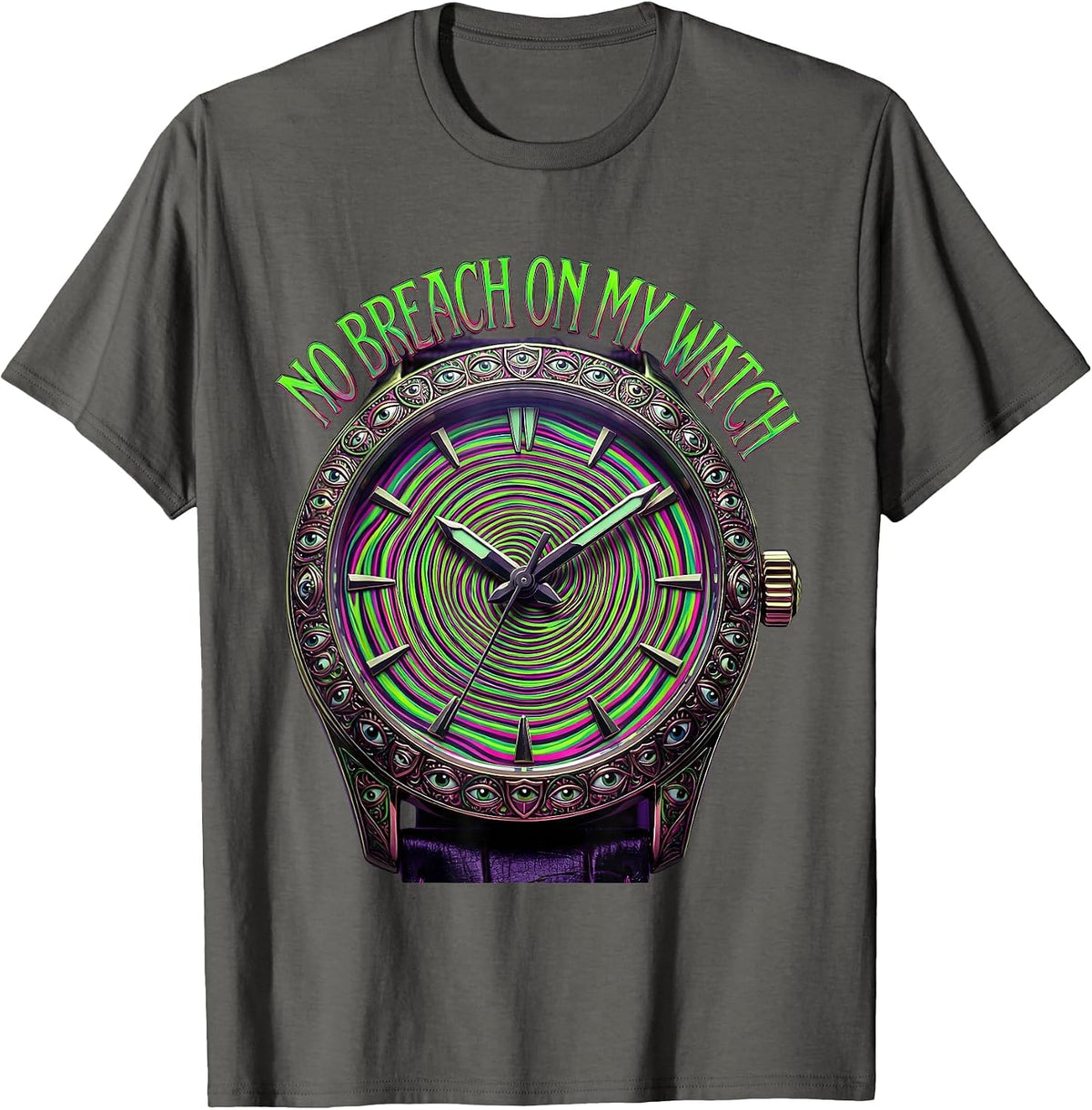 No Breach On My Watch Cybersecurity Design T-Shirt - Asphalt Grey