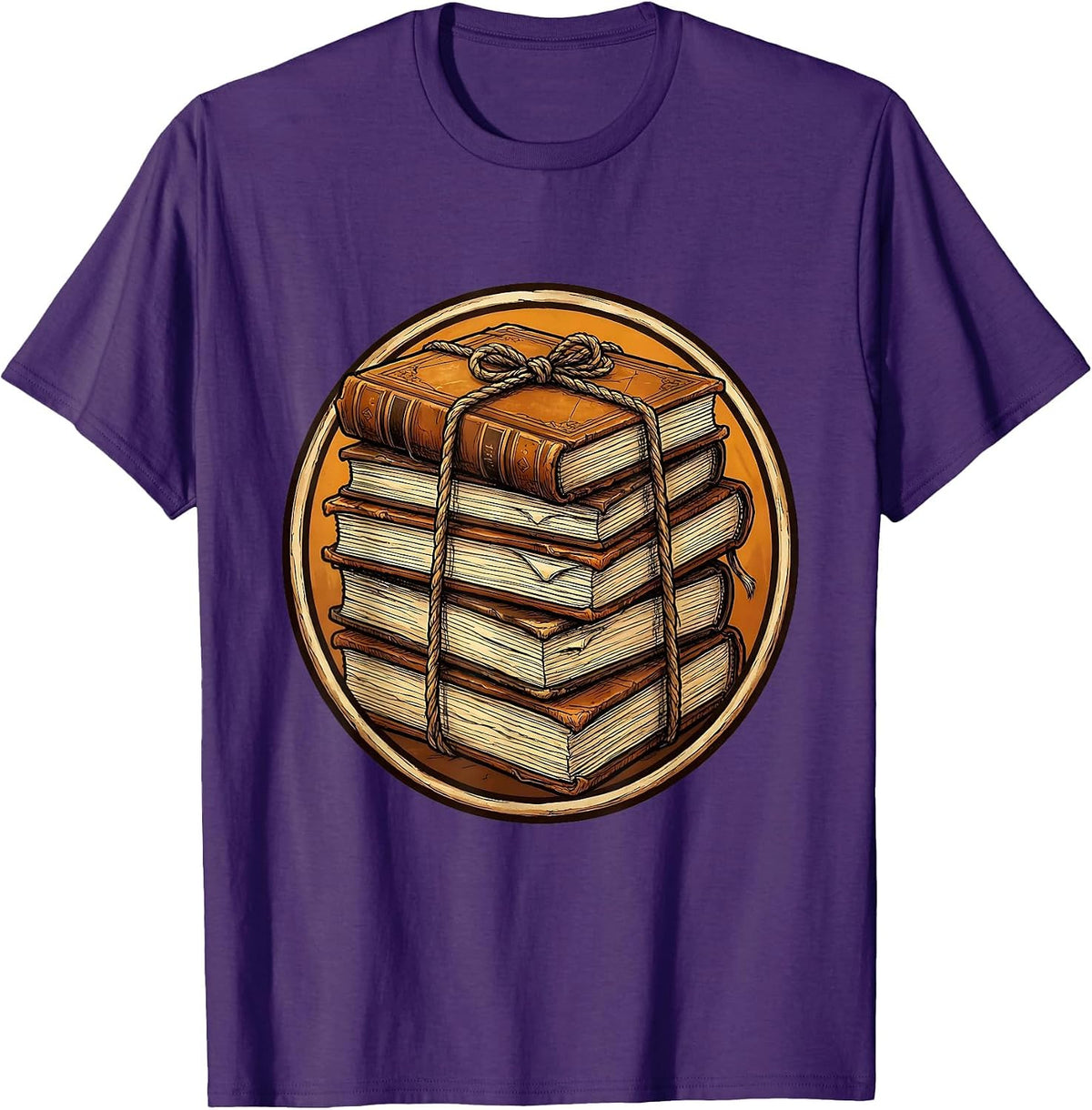 Worn Textbooks Stack Tied With Rope Teacher Gift T-Shirt - Purple