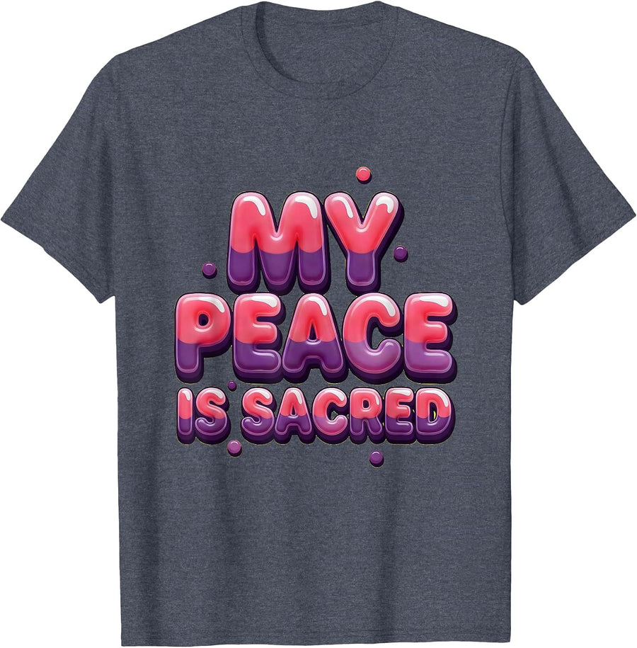 My Peace Is Sacred Mental Health Matters Design T-Shirt - Heather Blue