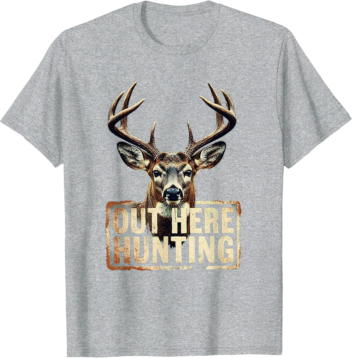 Men's Out Here Hunting Outdoor Adventure Design T-Shirt - Heather Grey