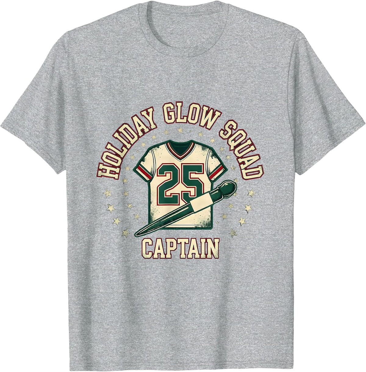 Men's Holiday Glow Squad Captain Sports Esthetician Dermatology T-Shirt - Heather Grey