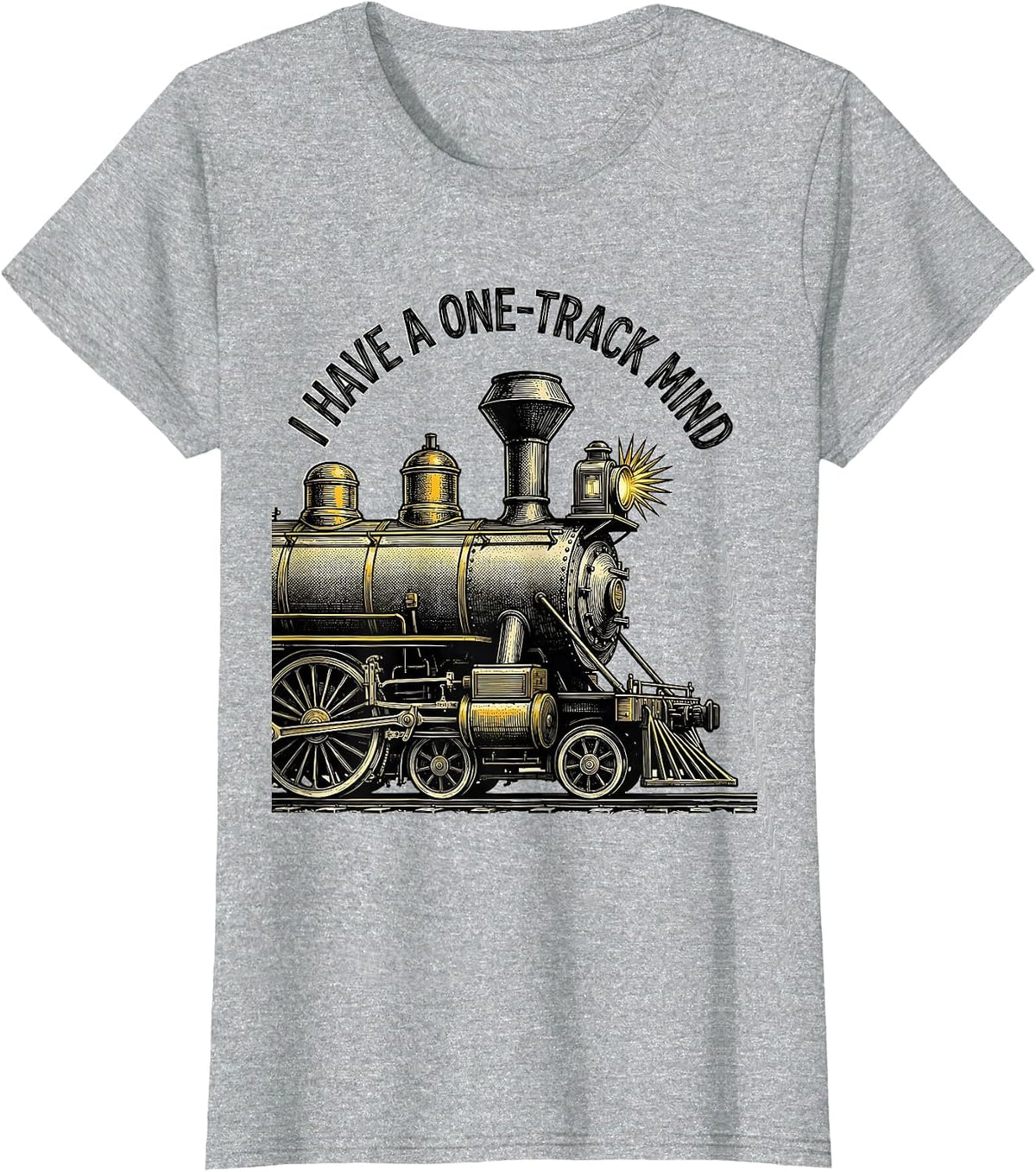 Women's I Have A One-Track Mind Funny Steam Train Enthusiast Vintage T-Shirt - Heather Grey