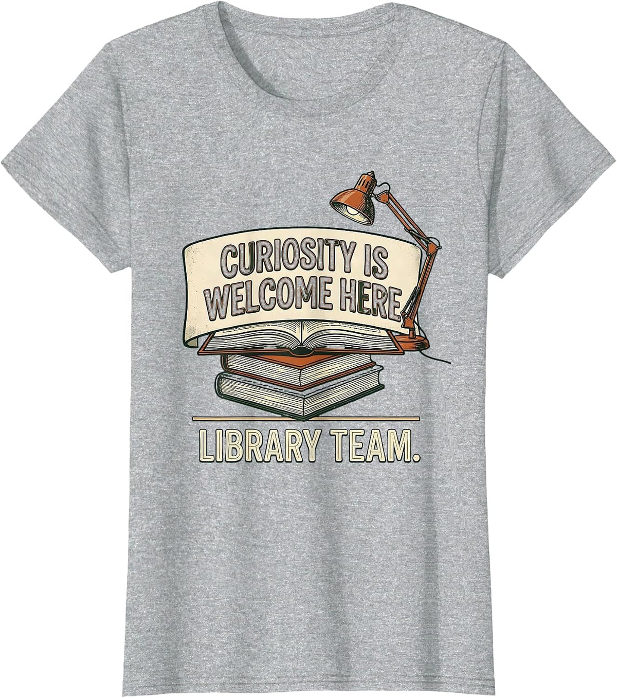 Curiosity Is Welcome Here — Library Team Vintage T-Shirt - Heather Grey