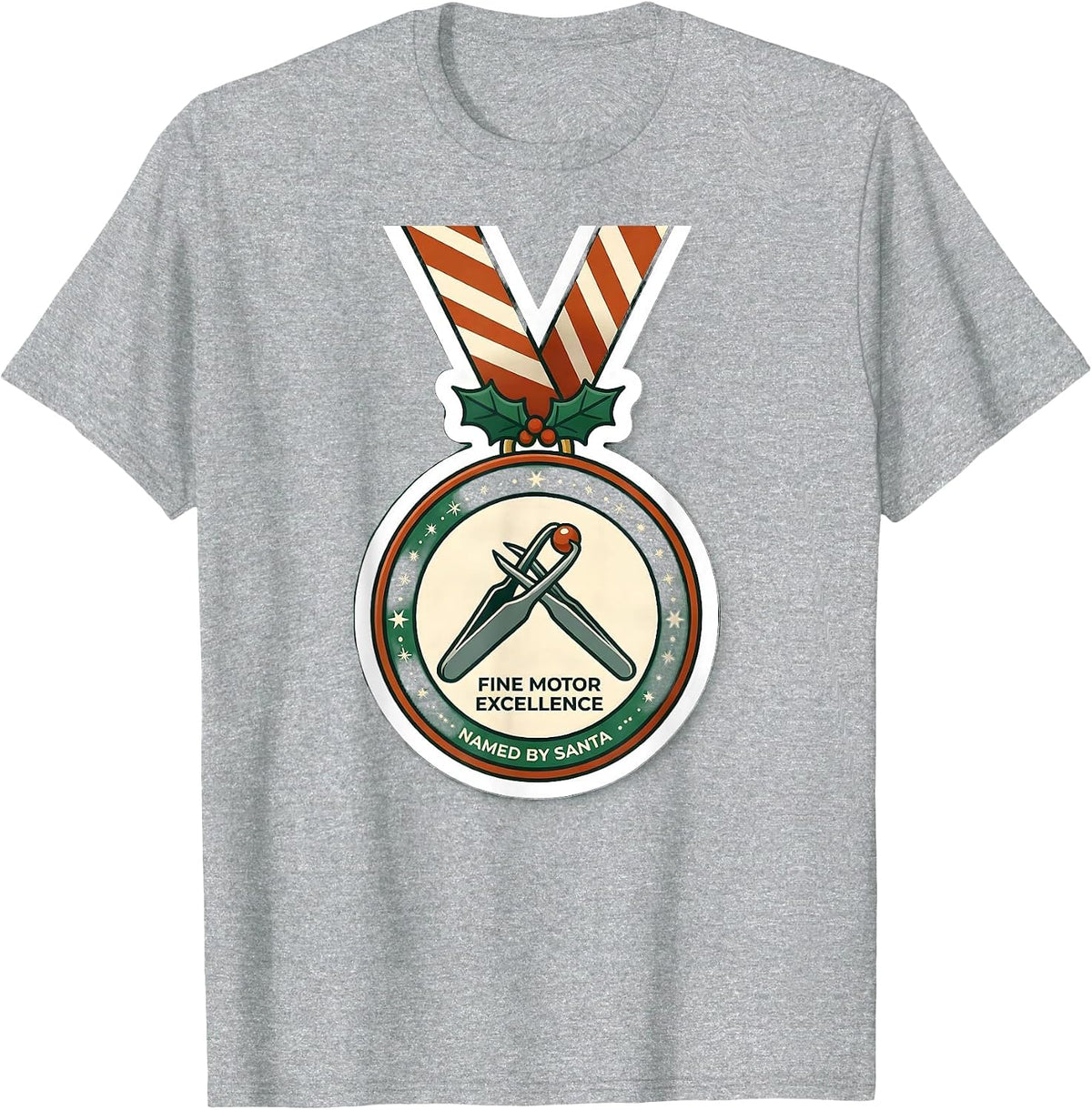 Men's Fine Motor Excellence Named By Santa Occupational Therapist T-Shirt - Heather Grey
