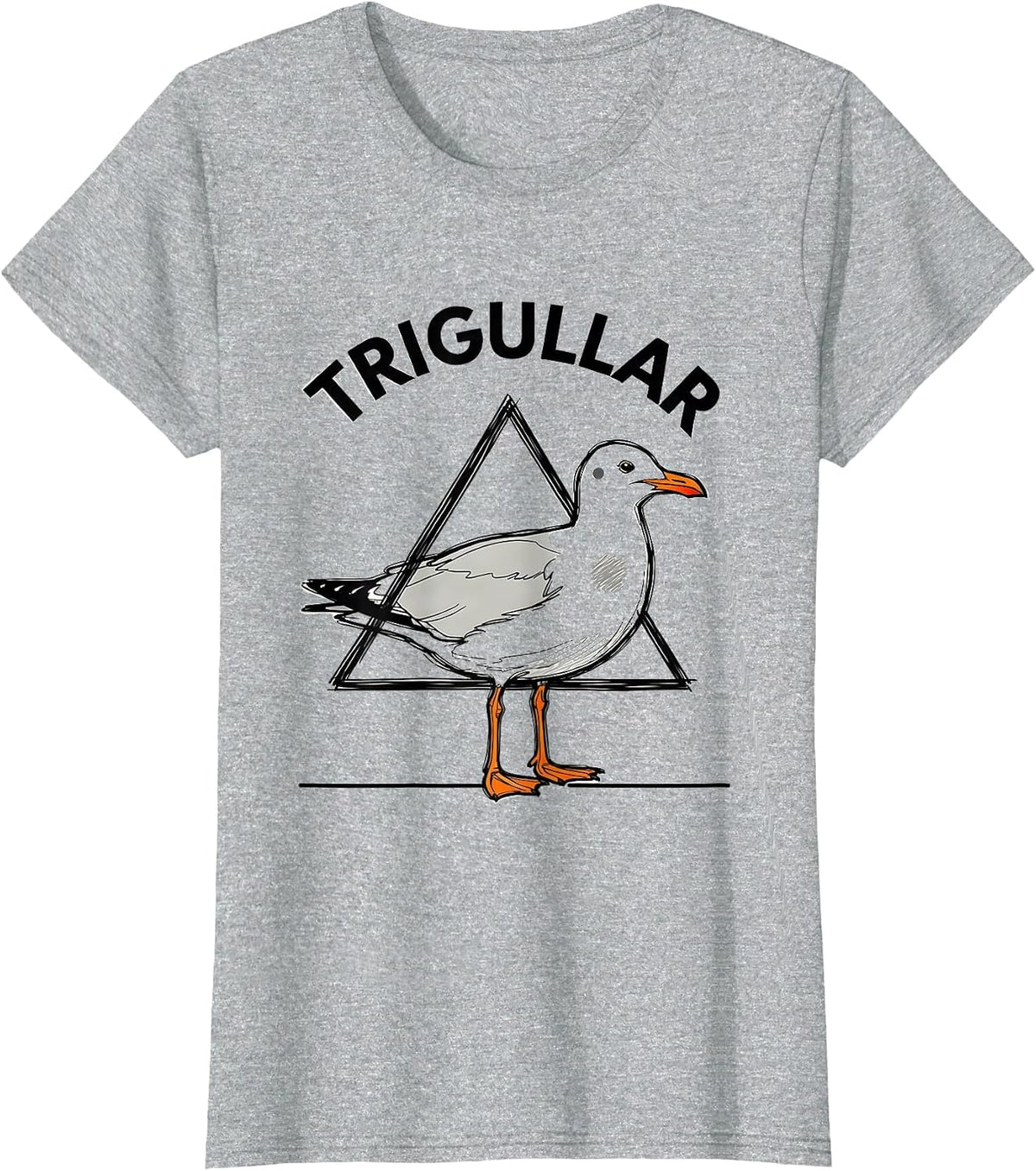 Women's TriGullar Funny Triangle Seagull Bird Pun Math Teacher Humor T-Shirt - Heather Grey