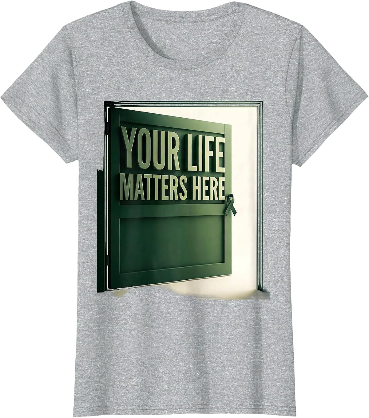 Your Life Matters Here Mental Health Awareness Support T-Shirt - Heather Grey