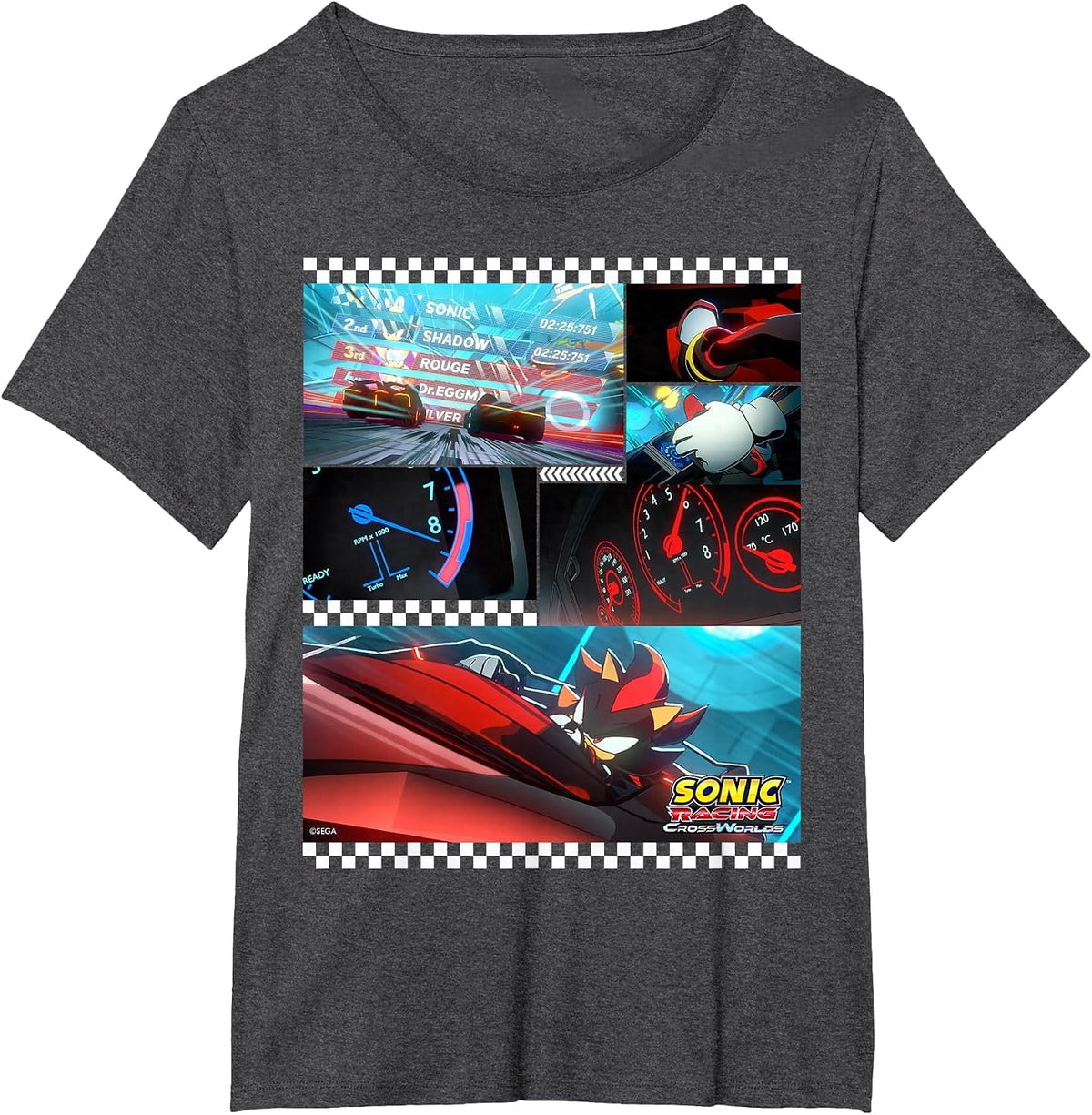 Sonic Racing CrossWorlds - Shadow the Hedgehog, Locked in T-Shirt - Dark Heather Grey