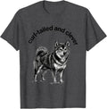 Men's curl-tailed and clever Whimsical Shiba Inu Dog Portrait Pet T-Shirt - Dark Heather Grey
