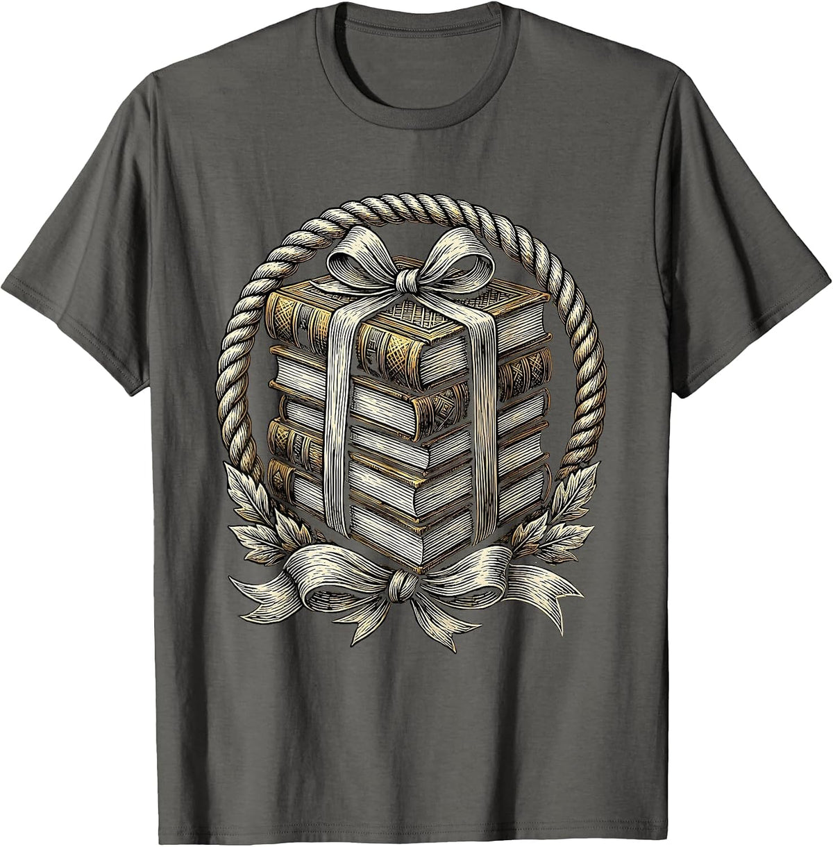 English Teacher Classic Novels Stack Graphic T-Shirt - Asphalt Grey