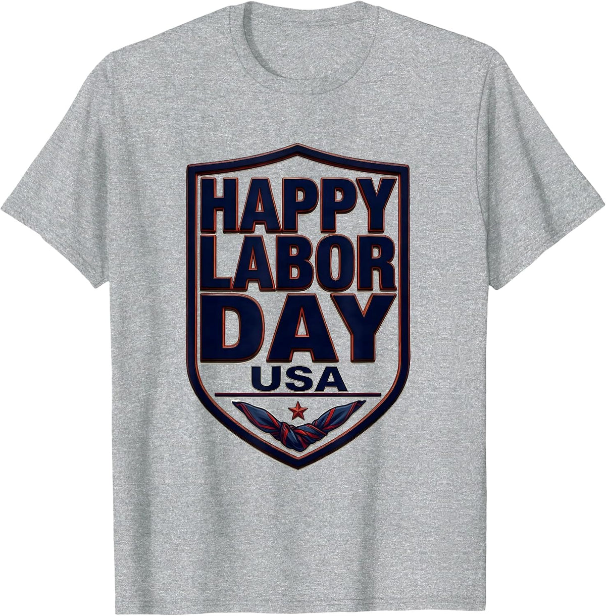 Men's Happy Labor Day, USA Patriotic Americana Tribute T-Shirt - Heather Grey