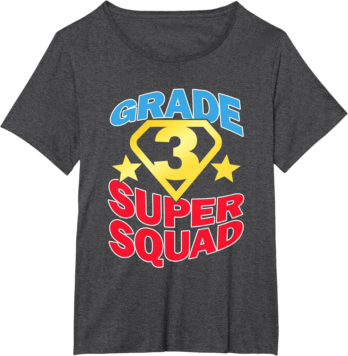 Grade 3 Super Squad Superhero Teacher Team T-Shirt - Dark Heather Grey