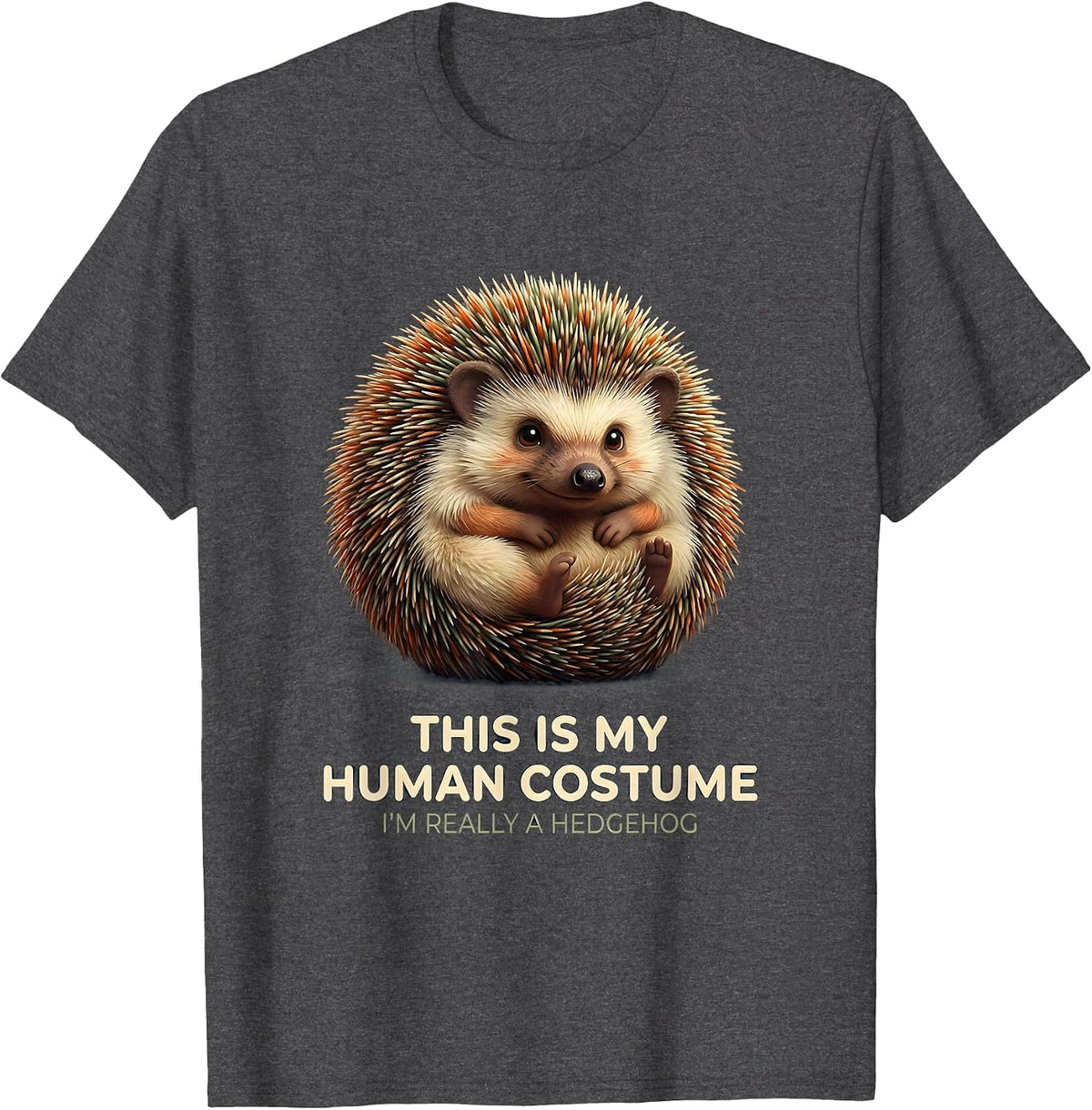 Men's This Is My Human Costume I'm Really A Hedgehog Funny T-Shirt - Dark Heather Grey