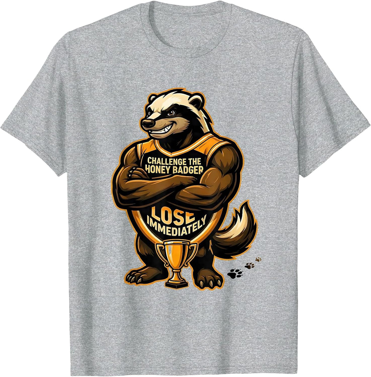 Men's Challenge The Honey Badger Lose Immediately Funny T-Shirt - Heather Grey