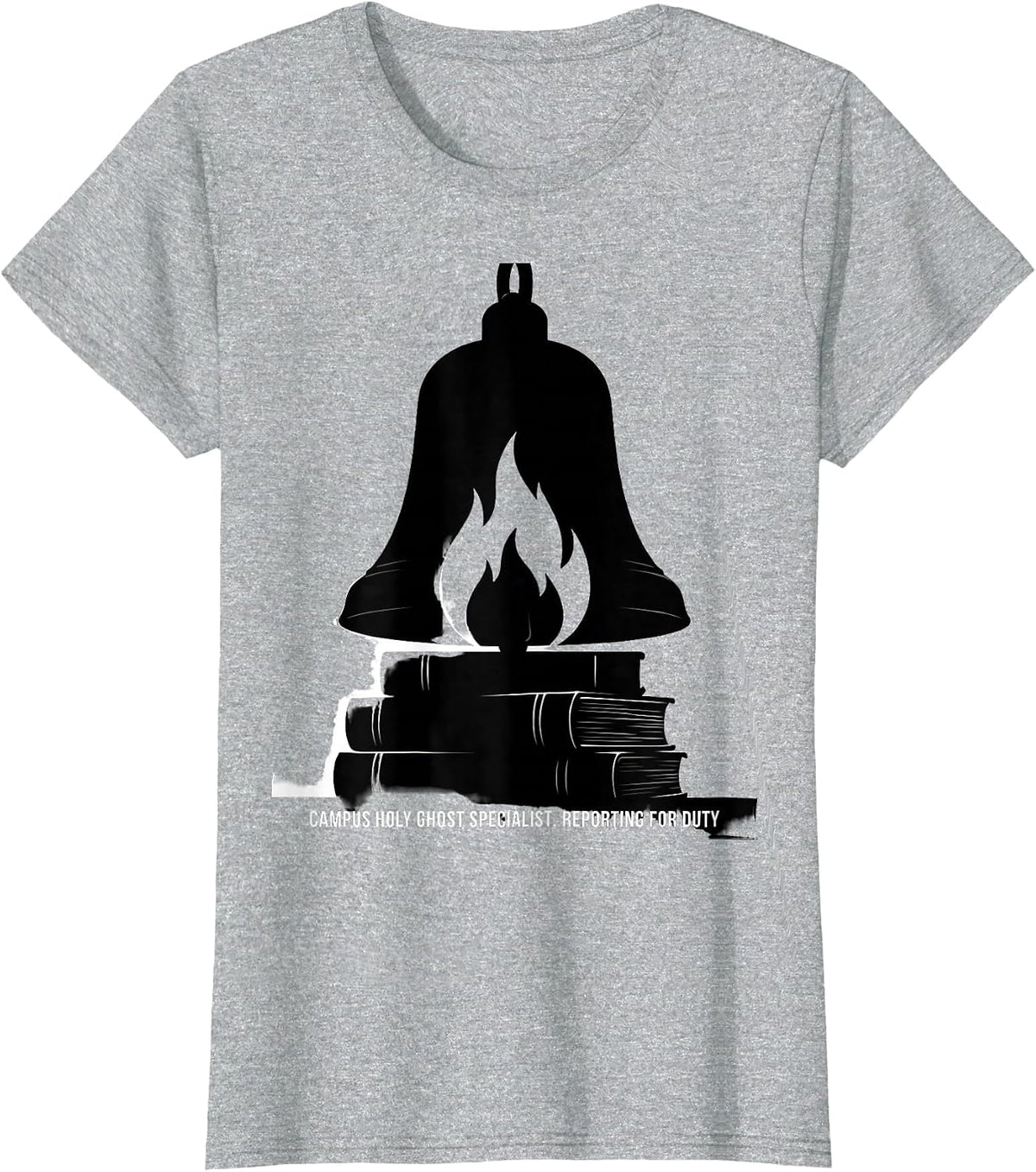 Women's Campus Holy Ghost Specialist, Reporting For Duty Spooky T-Shirt - Heather Grey