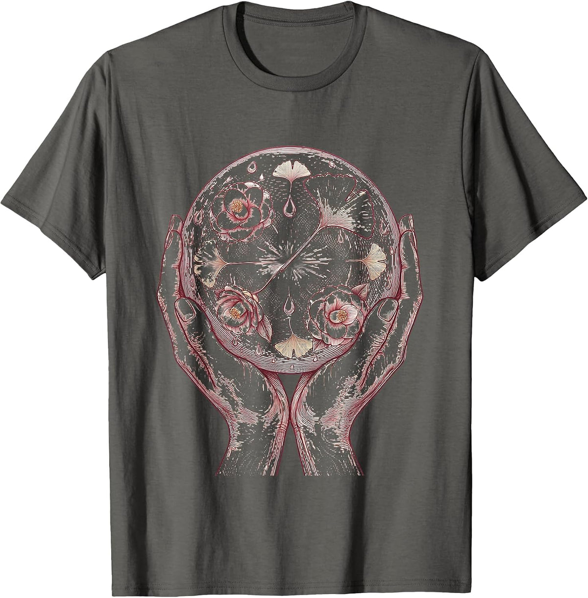 Men's K-Beauty Glow Orb Skincare Illustration T-Shirt - Asphalt Grey