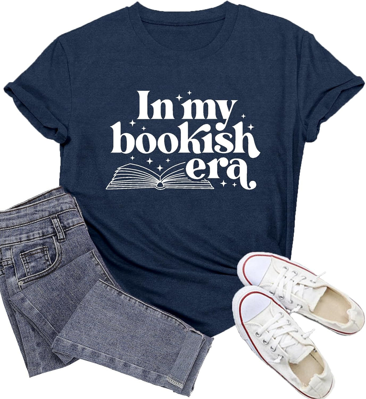 Reading Shirts for Teachers in My Bookish Era T-Shirt Reading Book Lover Gifts Tee Tops - Blue