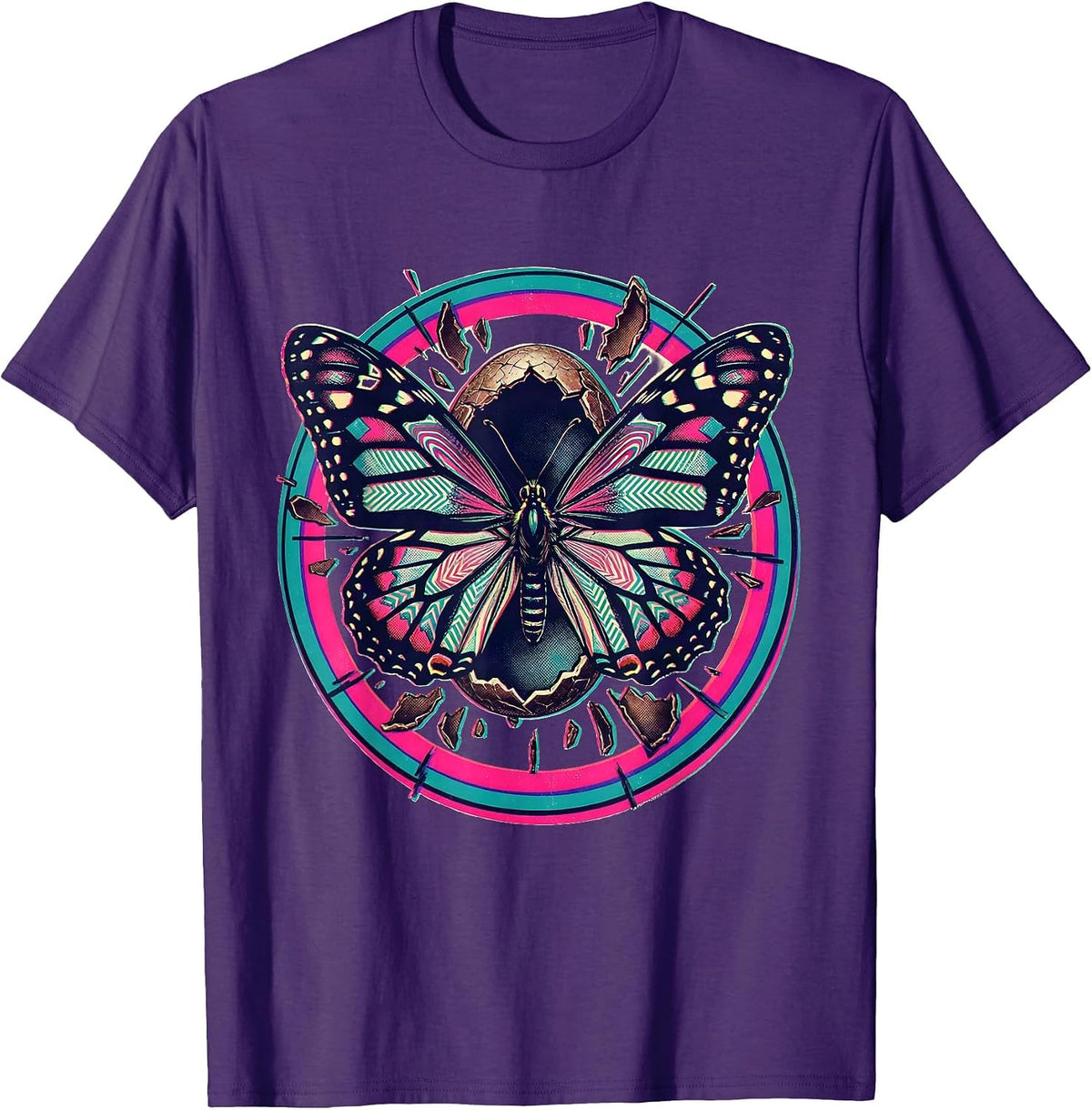 Men's Neurodiversity Kaleidoscope Butterfly Cocoon Art T-Shirt - Purple