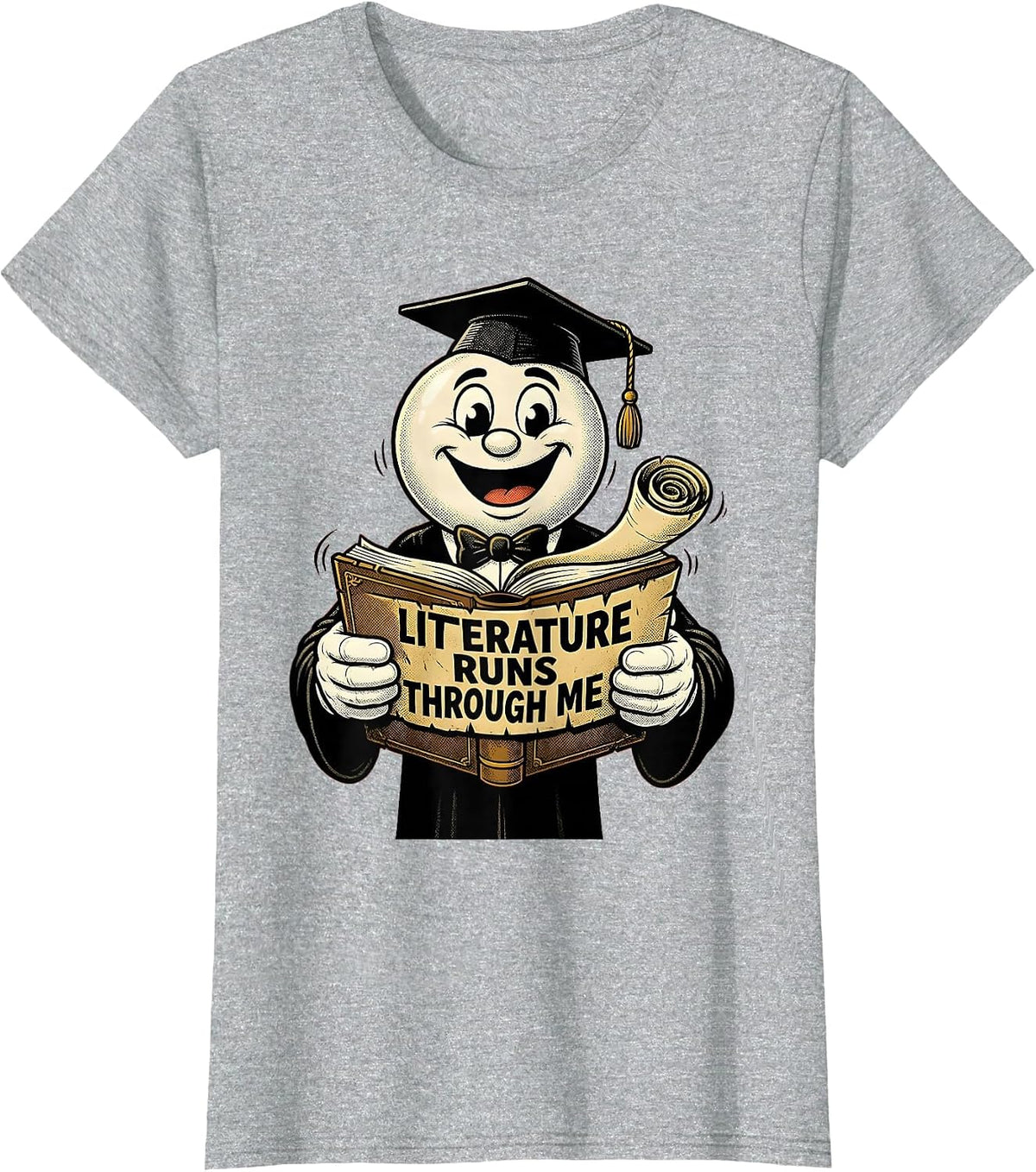 Literature Runs Through Me English Teacher Design T-Shirt - Heather Grey