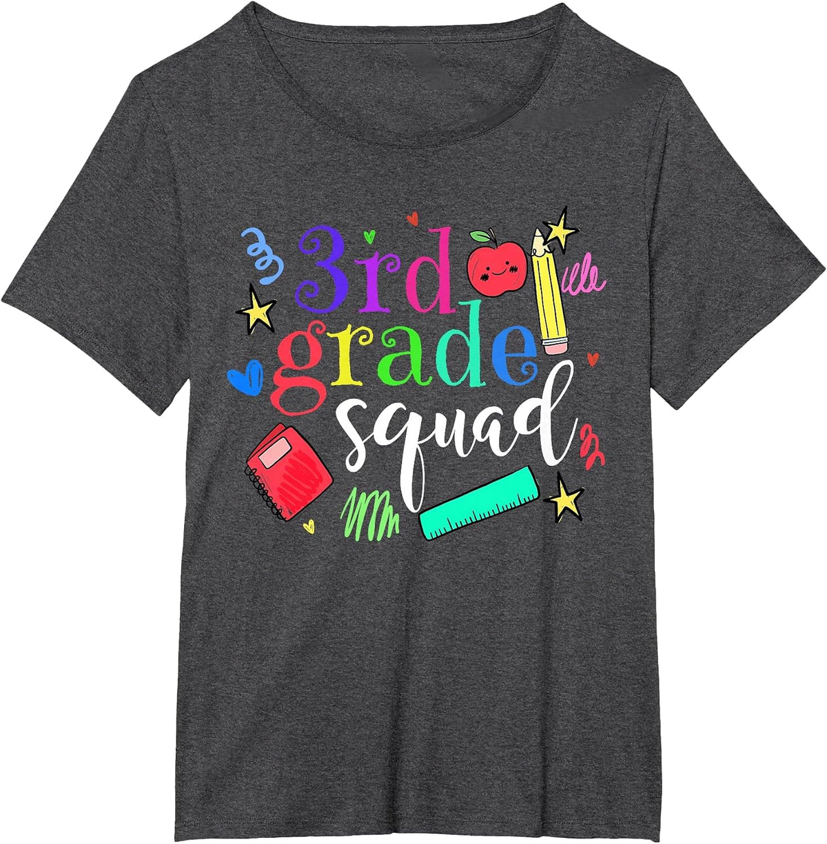 3rd Grade Squad Back to School Team Third Grade Funny T-Shirt - Dark Heather Grey