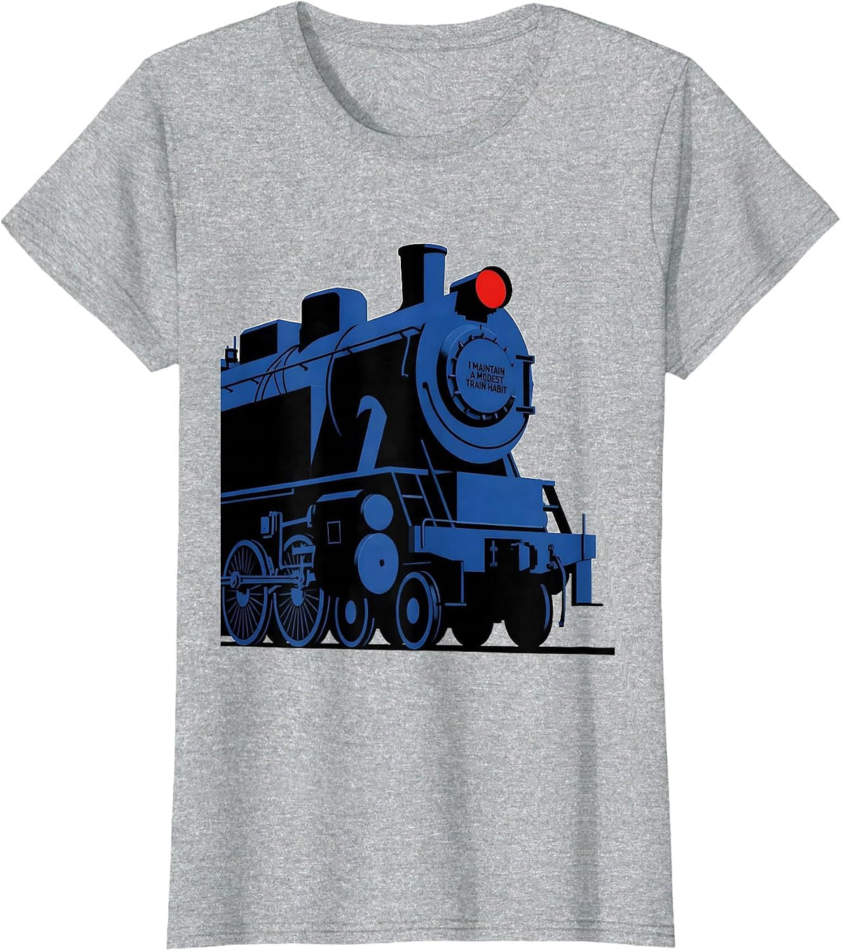 I Maintain A Modest Train Habit Geometric Locomotive Humor T-Shirt - Heather Grey
