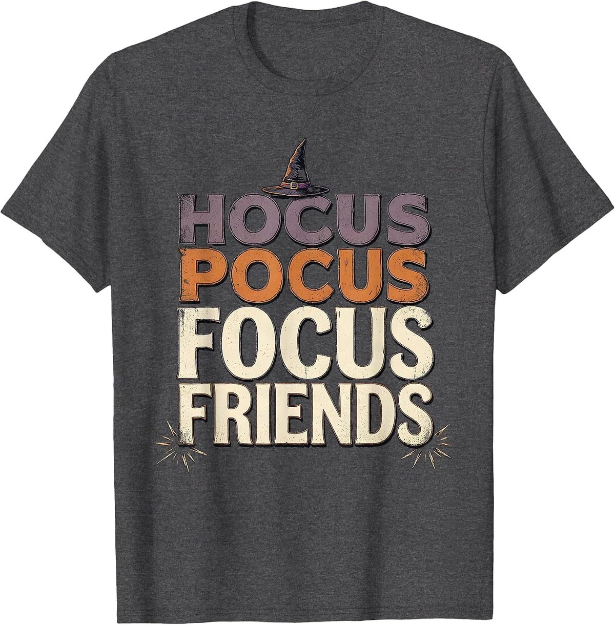 Men's Hocus Pocus, Focus Friends Distressed Funny Teacher T-Shirt - Dark Heather Grey