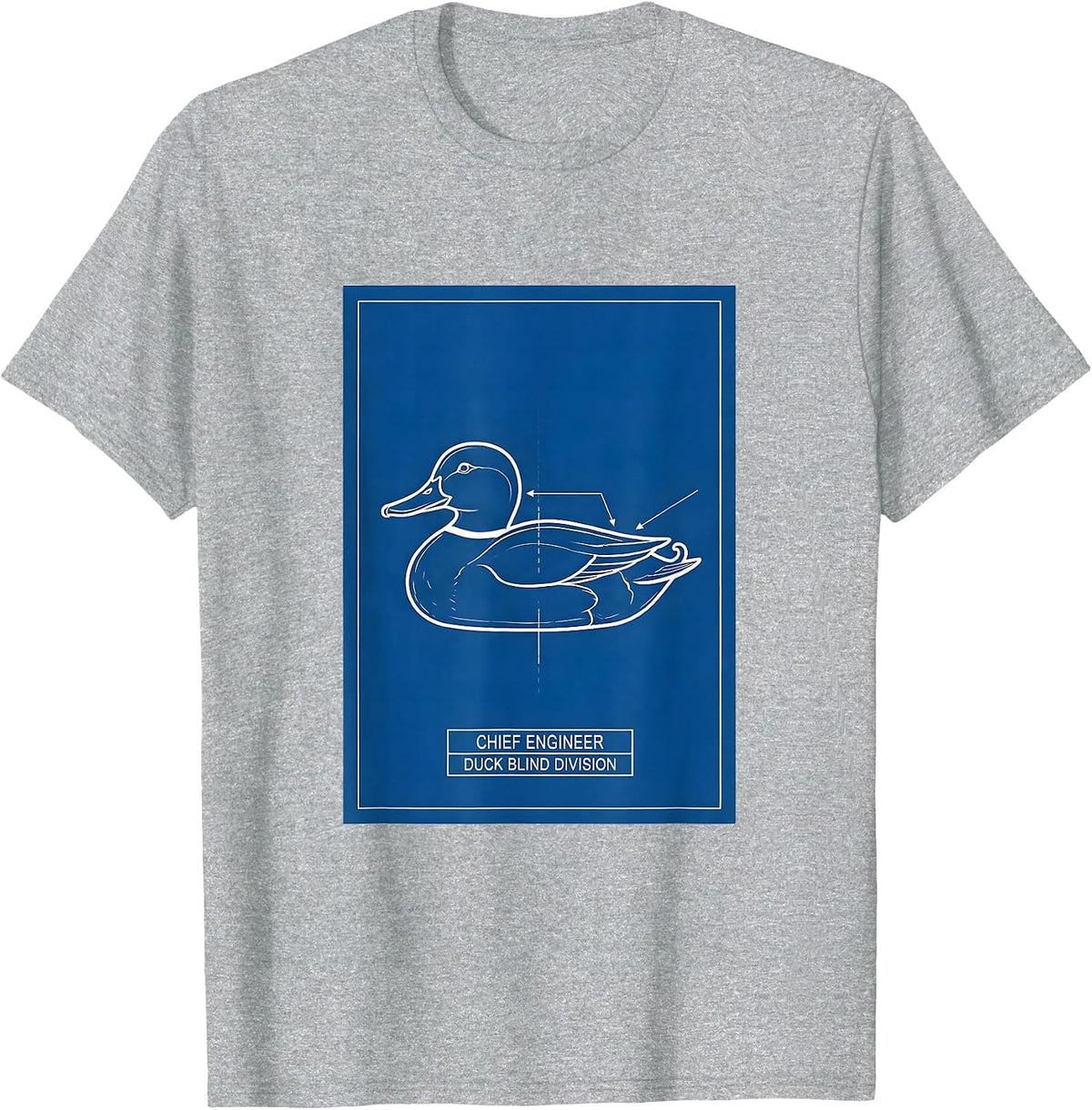Men's Chief Engineer Duck Blind Division Funny Duck Hunter Gift T-Shirt - Heather Grey