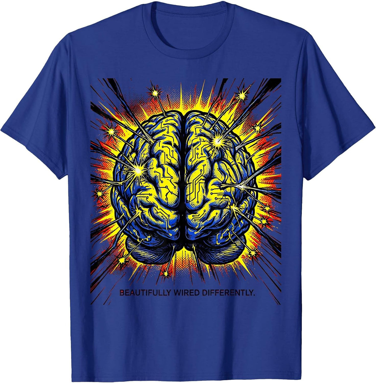 Men's Beautifully Wired Differently Neurodiversity Design T-Shirt - Royal Blue