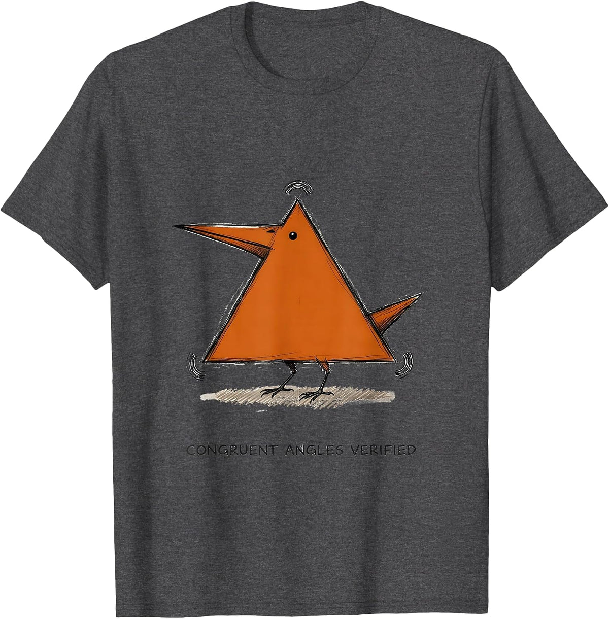 Congruent Angles Verified Funny Math Teacher Bird Pun T-Shirt - Dark Heather Grey