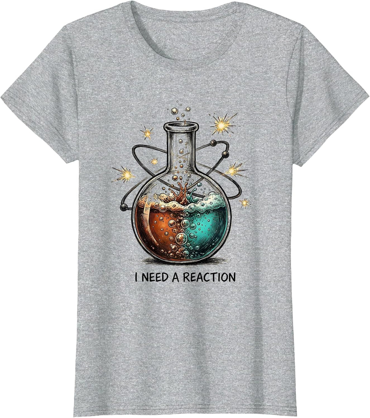 Women's I Need A Reaction Funny Chemistry Science Lover Periodic T-Shirt - Heather Grey