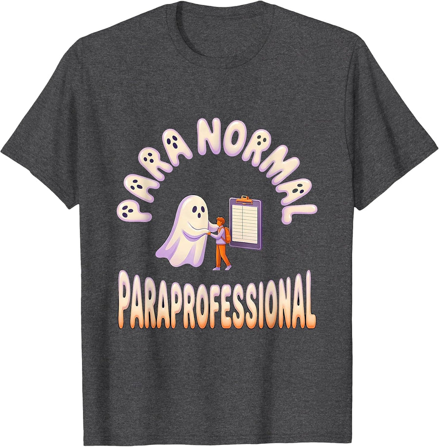 Men's Para Normal Paraprofessional Ghost SpEd Halloween Teacher T-Shirt - Dark Heather Grey