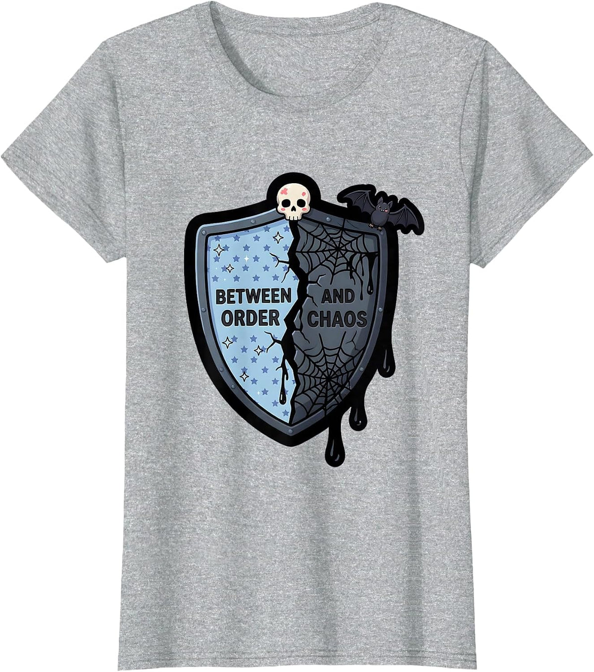 Women's Thin Blue Line Between Order and Chaos Design T-Shirt - Heather Grey