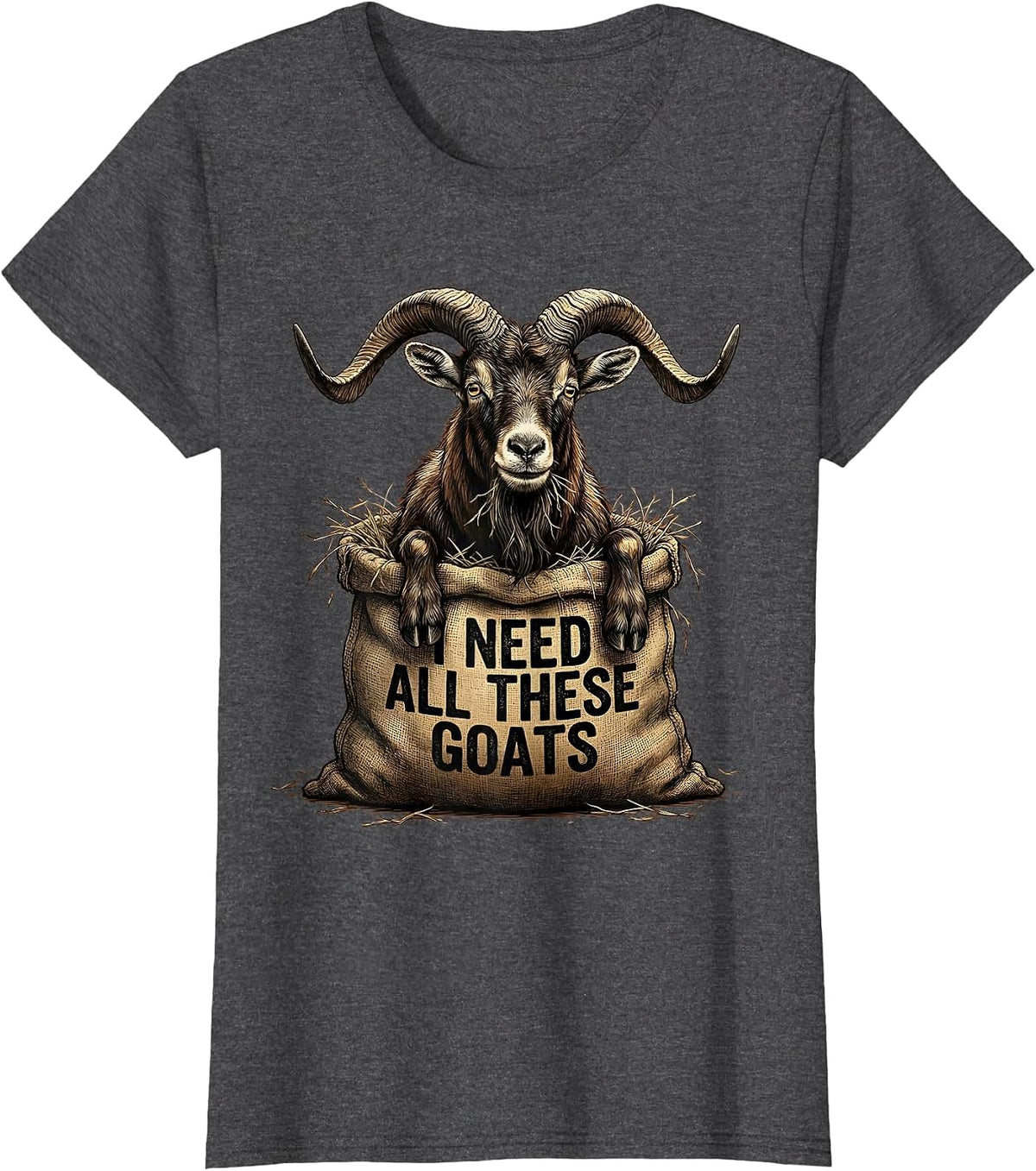 Women's I Need All These Goats Vintage Funny Goat Farmer Gift T-Shirt - Dark Heather Grey