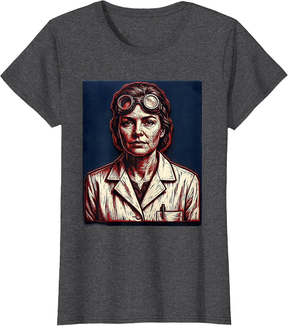 Labor Day Lab Coat Scientist Illustration T-Shirt, Women, Dark Heather Grey, XX-Large - As Pictured