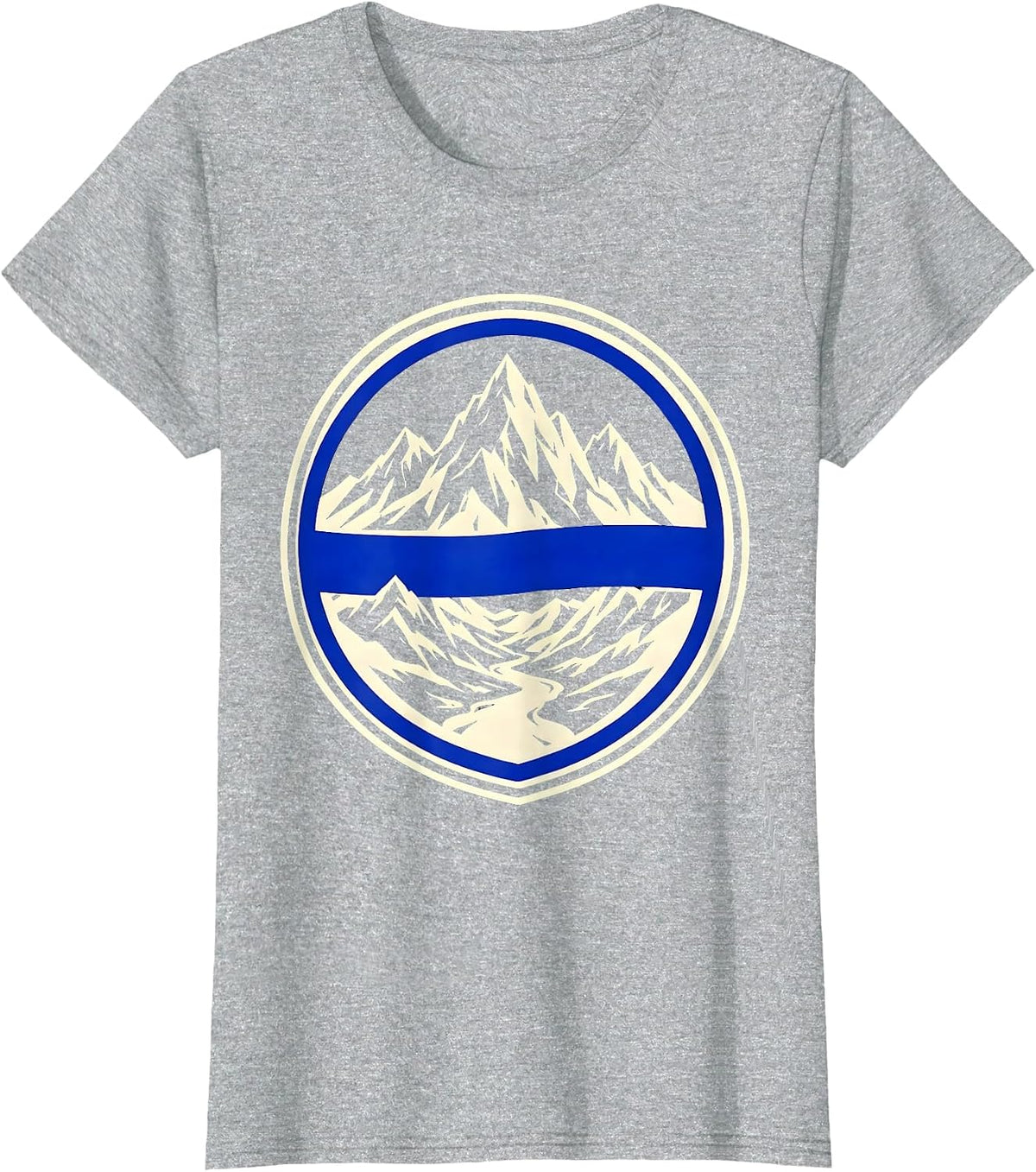 Thin Blue Line Mountain Valley Landscape T-Shirt - Heather Grey
