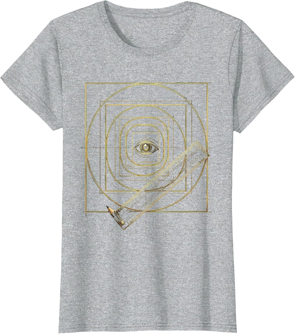 Women's Golden Rectangle Spiral Math Lover Sacred Geometry T-Shirt - Heather Grey