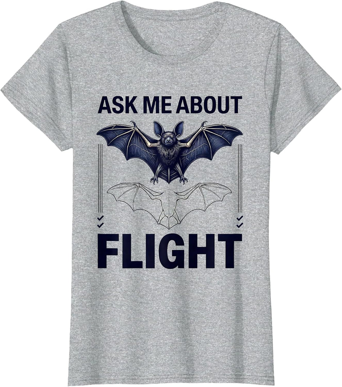 Ask Me About Flight Funny Bat Lover Halloween Bat Enthusiast T-Shirt - Heather Grey
