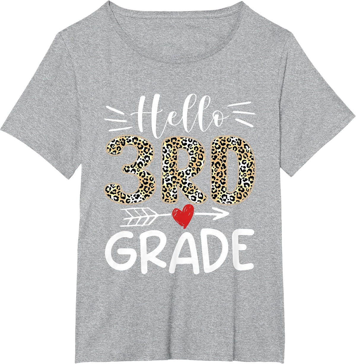 Hello Third Grade Leopard 1st Day of School Team 3rd Grade T-Shirt - Heather Grey